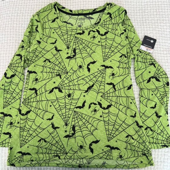 NWT Lime Green Halloween Pj Top - Picture 1 of 5